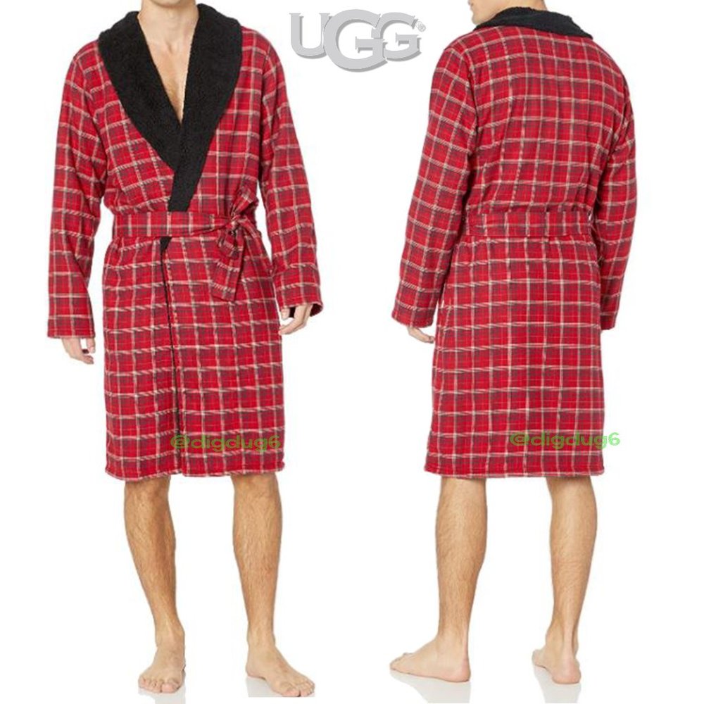 NWT UGG Kalib Flannel Plaid Robe L/XL